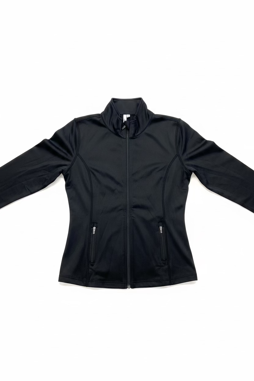 Lulu B Womens Solid Long Sleeve Zip Jacket - Black