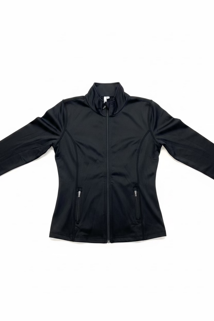 Lulu B Womens Solid Long Sleeve Zip Jacket - Black