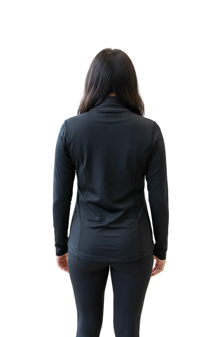 Lulu B Womens Solid Long Sleeve Zip Jacket - Black