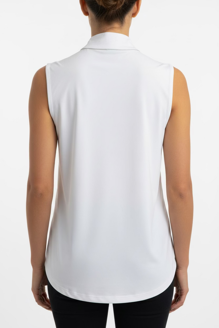 Lulu B Womens Solid Sleeveless Zip Mock - White