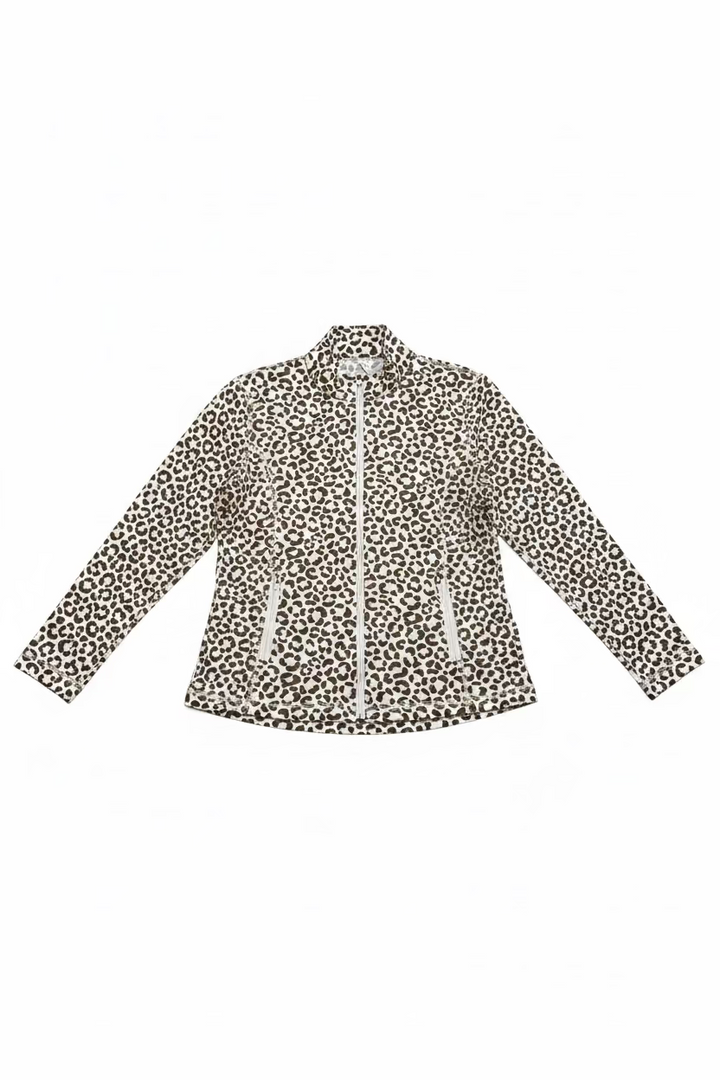 Lulu B Womens Cheetah Long Sleeve Zip Jacket - Multicolored