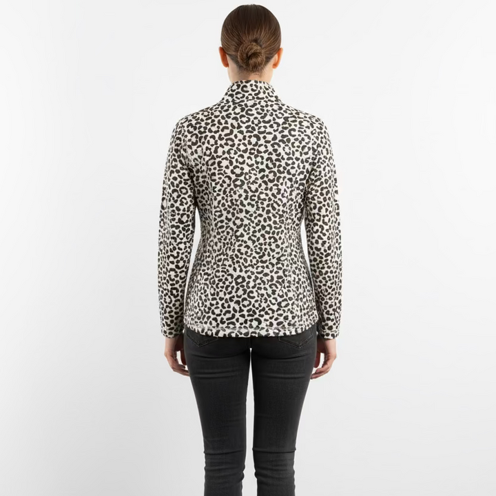Lulu B Womens Cheetah Long Sleeve Zip Jacket - Multicolored