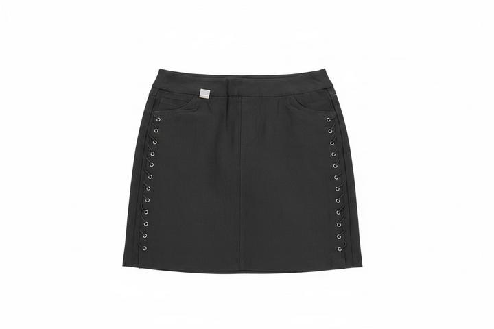 Lulu B Womens Pull On Braided Banglandine Skort (18') - Black