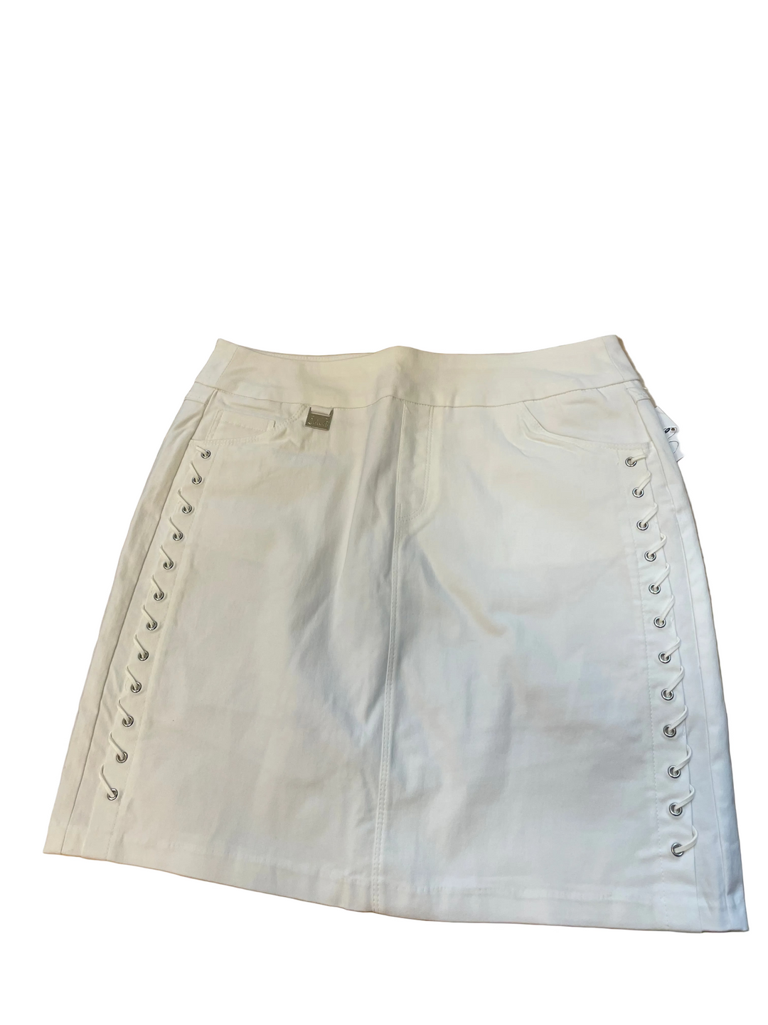 Lulu B Womens Pull On Braided Banglandine Skort (18') - White