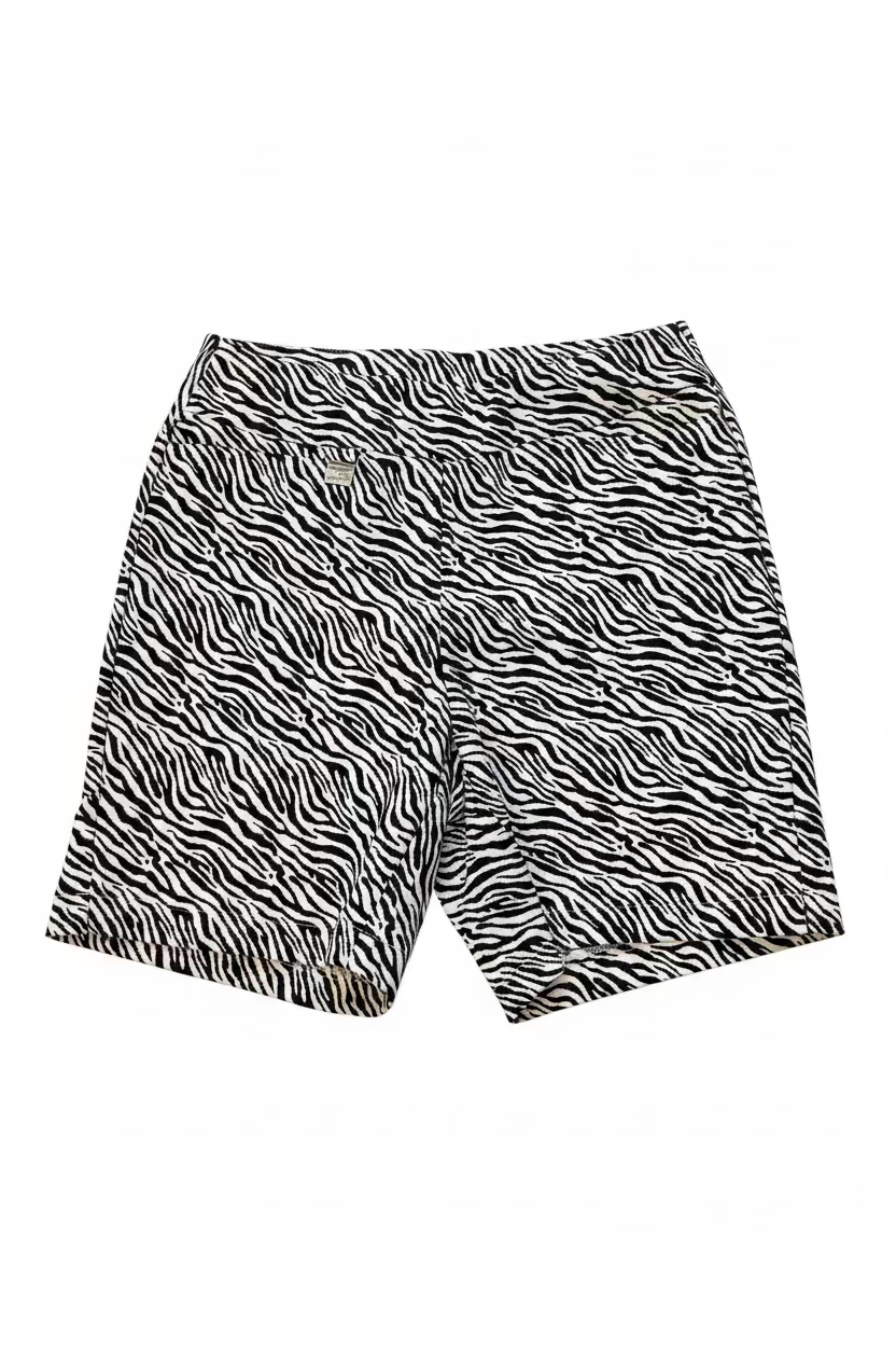 Lulu B Womens Pull On Zebra Shorts - Black/White
