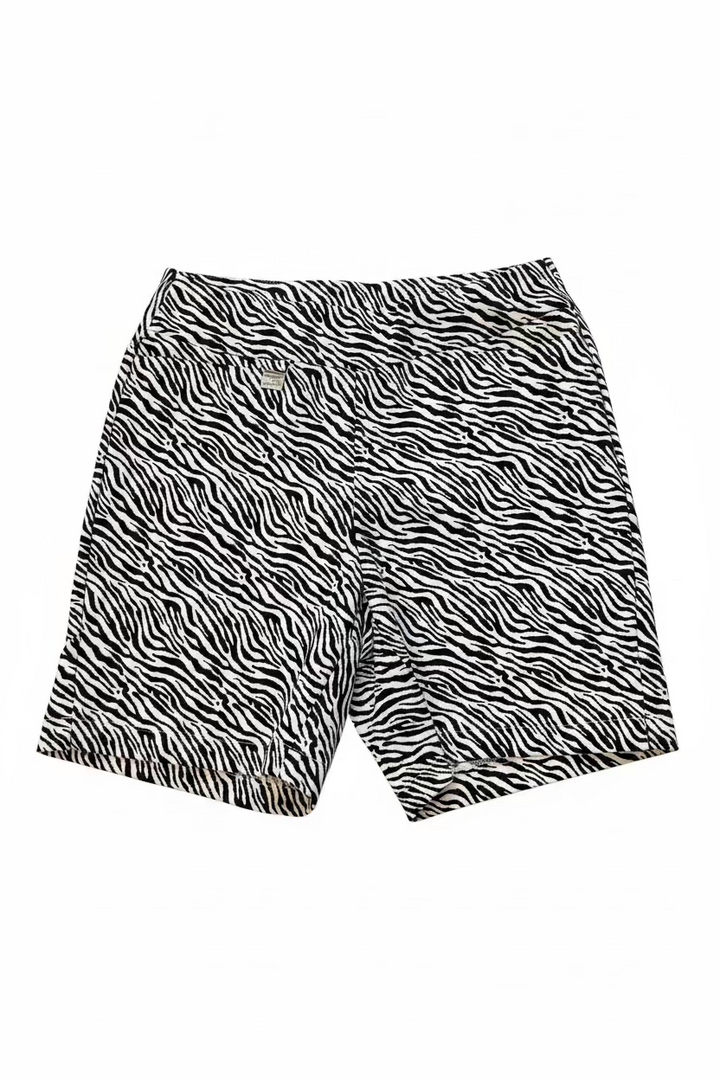 Lulu B Womens Pull On Zebra Shorts - Black/White