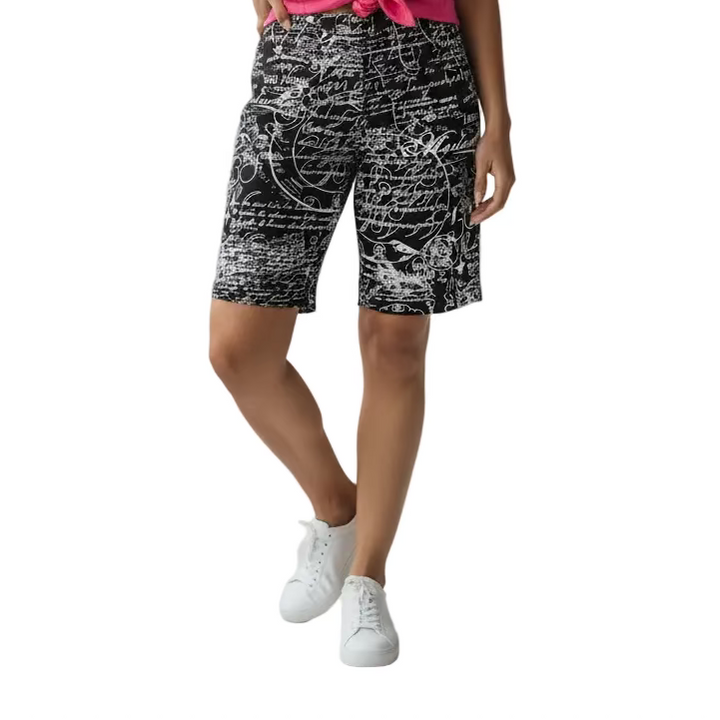 Lulu B Womens Pull On Letter Shorts - Black/White