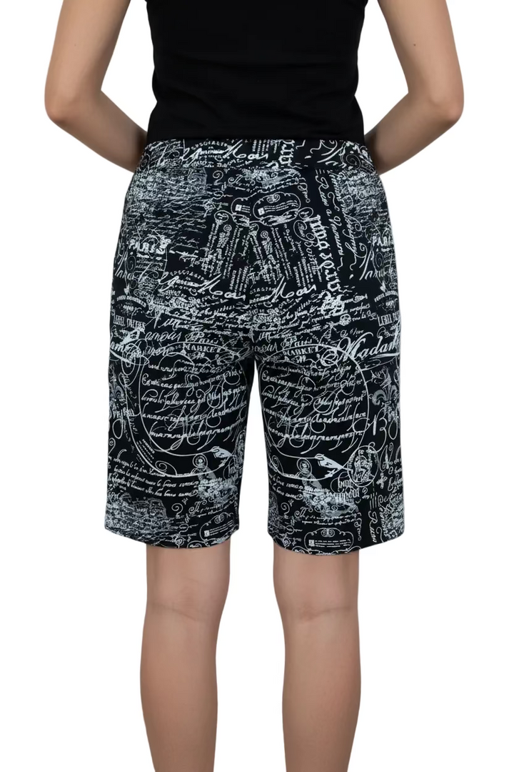 Lulu B Womens Pull On Letter Shorts - Black/White