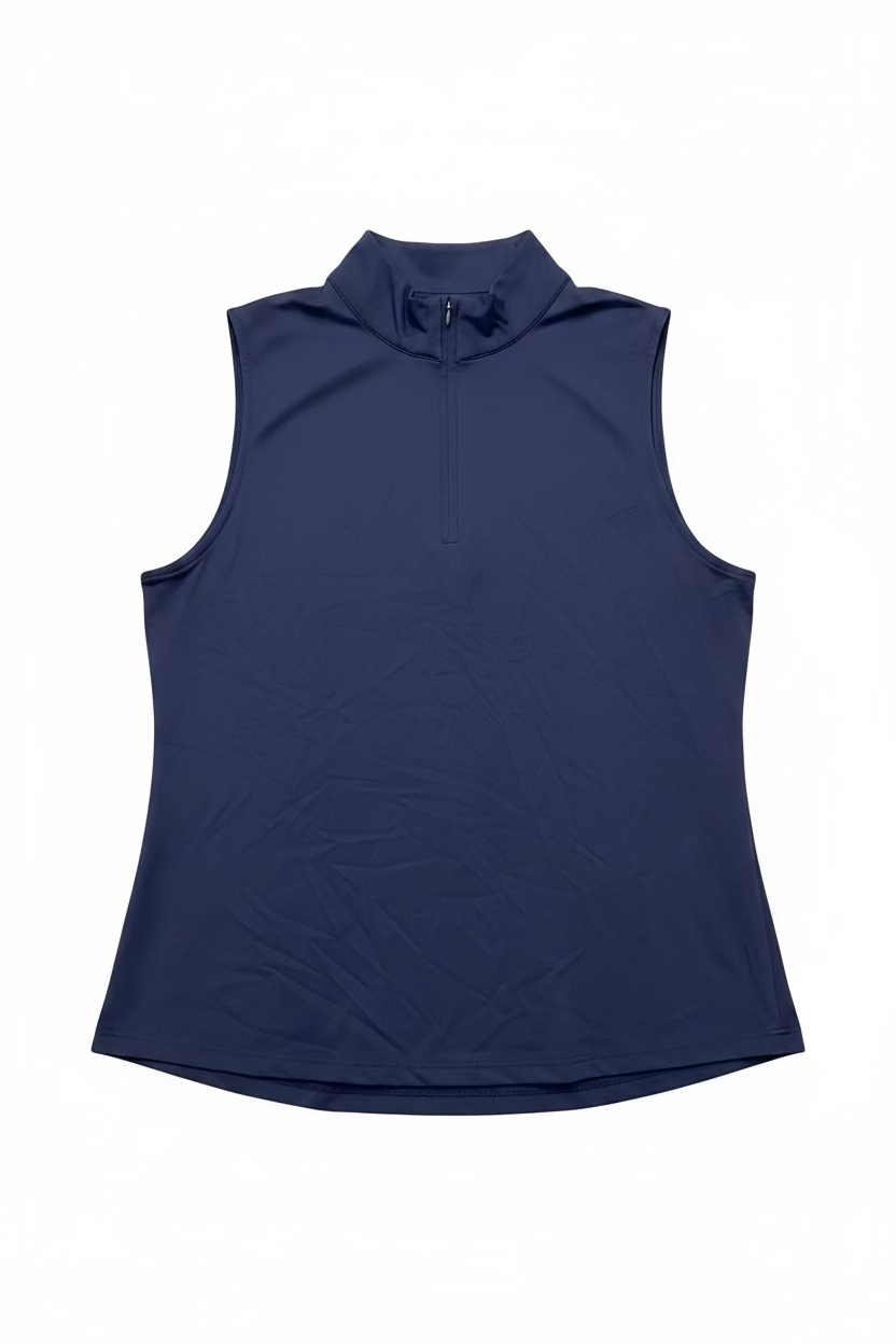 Lulu B Womens Sleeveless Zip Mock - Navy