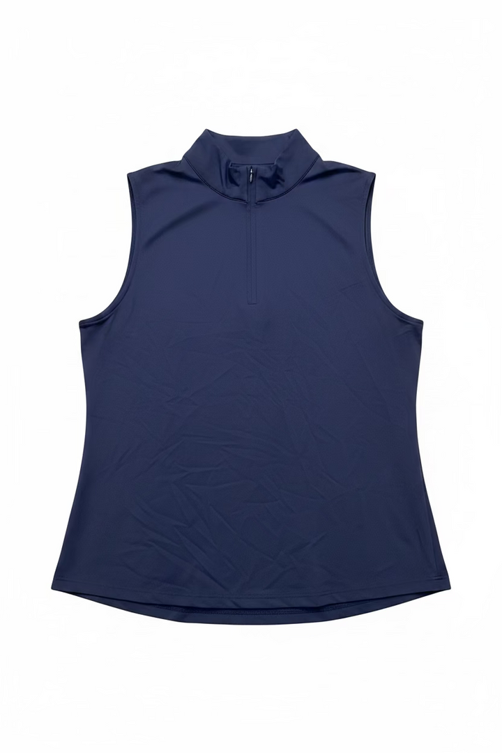 Lulu B Womens Sleeveless Zip Mock - Navy