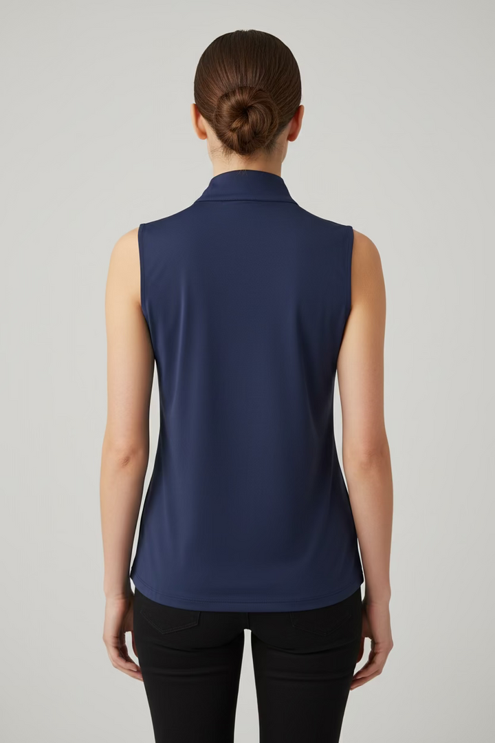 Lulu B Womens Sleeveless Zip Mock - Navy