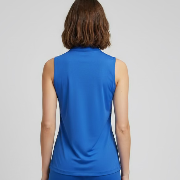 Lulu B Womens Sleeveless Zip Pattern Print Mock - Blue