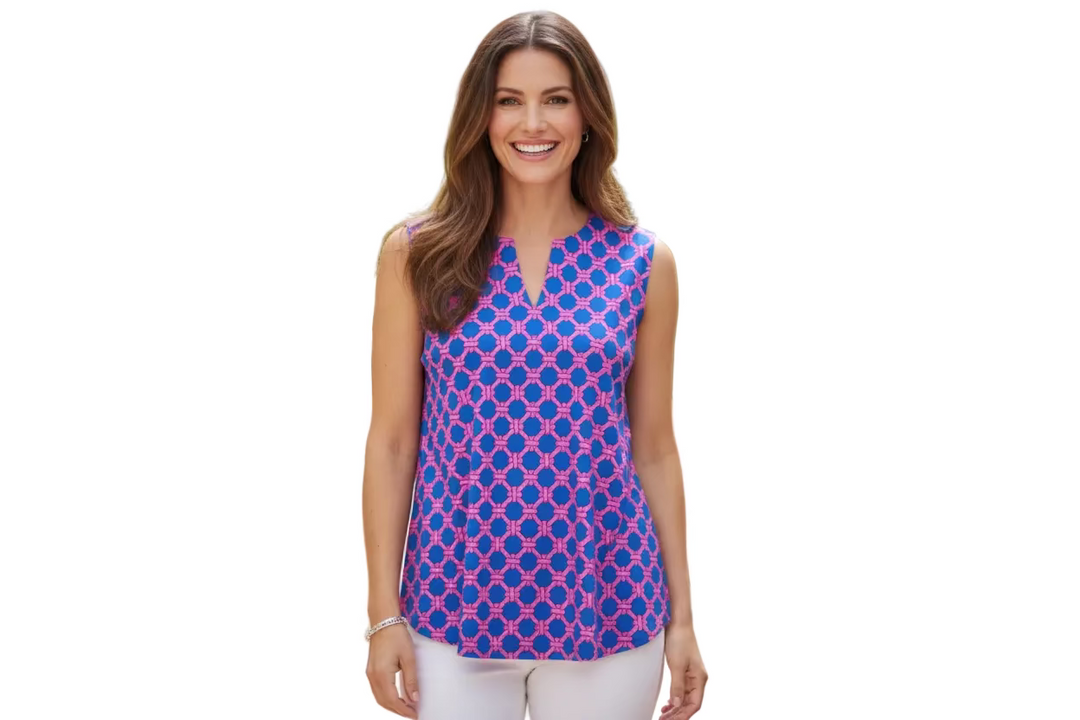 Lulu B Womens Lifestyle Rope Sleeveless Top - Pink/Blue