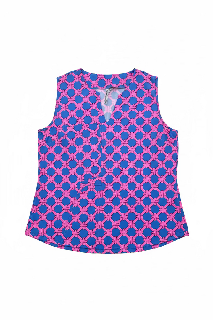 Lulu B Womens Lifestyle Rope Sleeveless Top - Pink/Blue