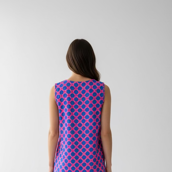 Lulu B Womens Lifestyle Rope Sleeveless Top - Pink/Blue