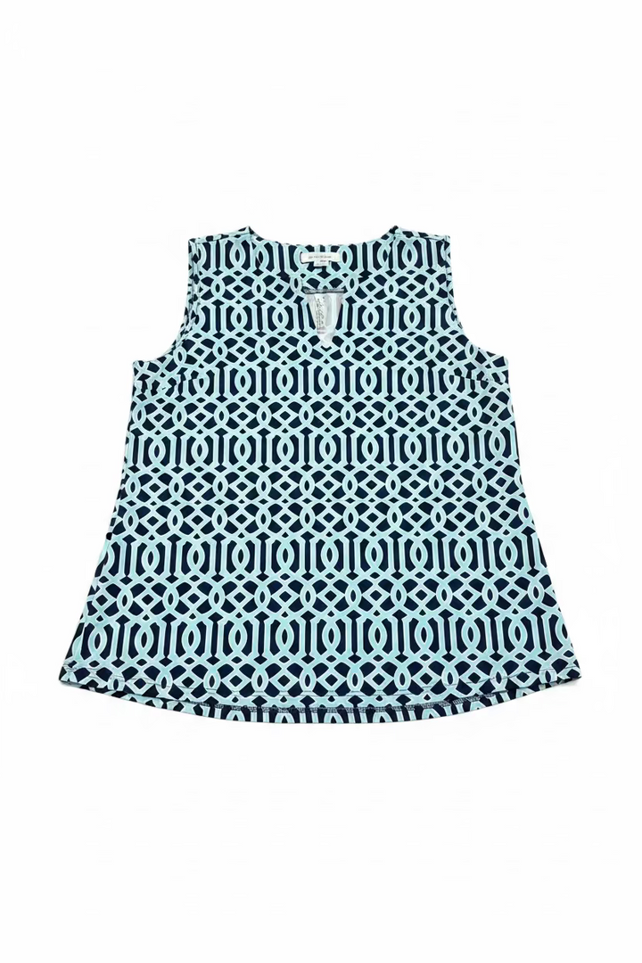 Lulu B Womens Lifestyle Pattern Print Sleeveless Top - Navy/Blue