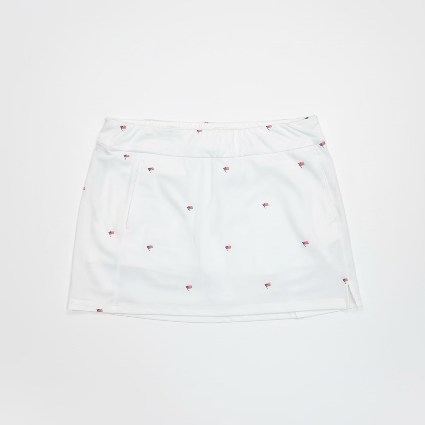 SanSoleil Womens Flag Day Print Skort - White/Multi
