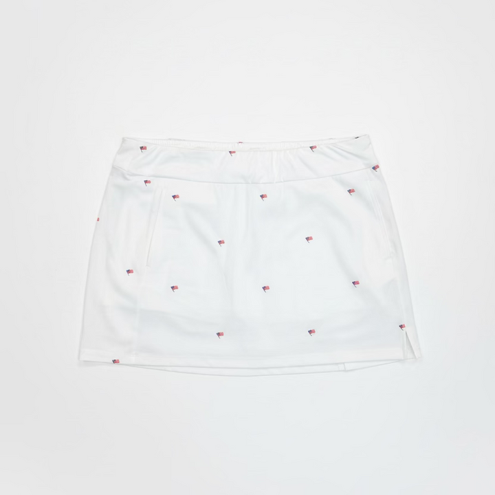 SanSoleil Womens Flag Day Print Skort - White/Multi