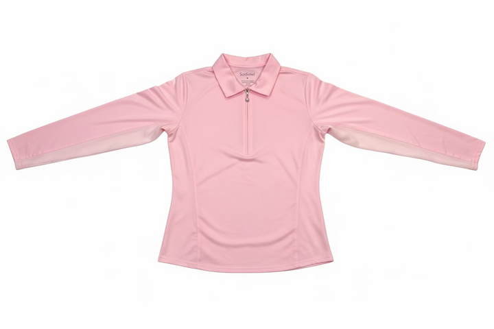SanSoleil Womens Long Sleeve Zip Polo - Blush