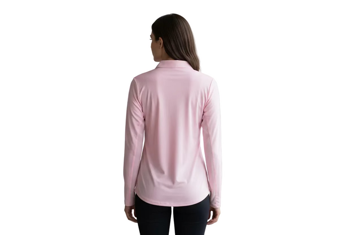 SanSoleil Womens Long Sleeve Zip Polo - Blush