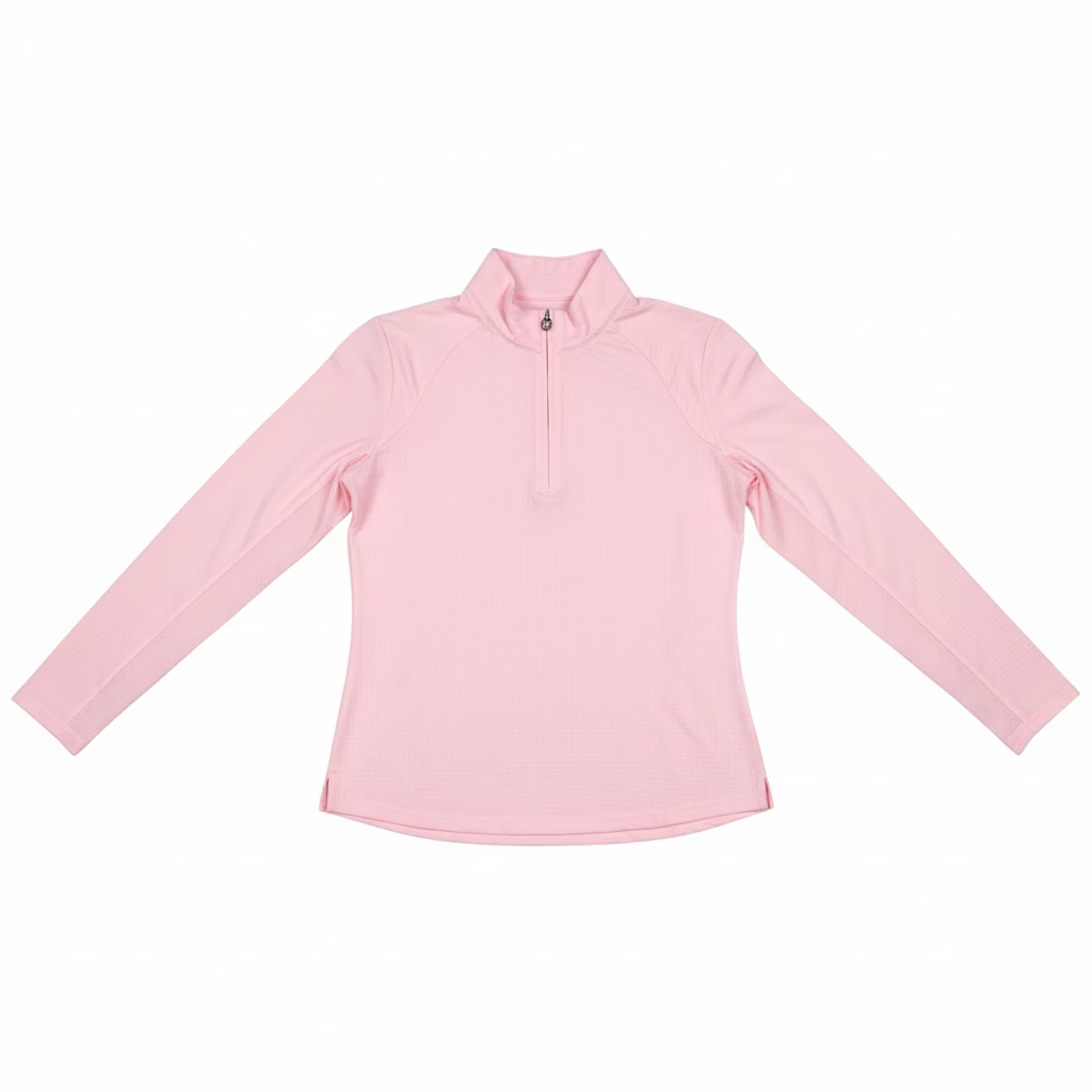 SanSoleil Womens Long Sleeve Zip Mock Top - Ballet Pink