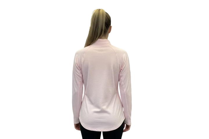 SanSoleil Womens Long Sleeve Zip Mock Top - Ballet Pink