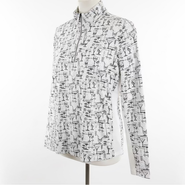 SanSoleil Womens Long Sleeve Cocktail Zip Mock Top - Multi