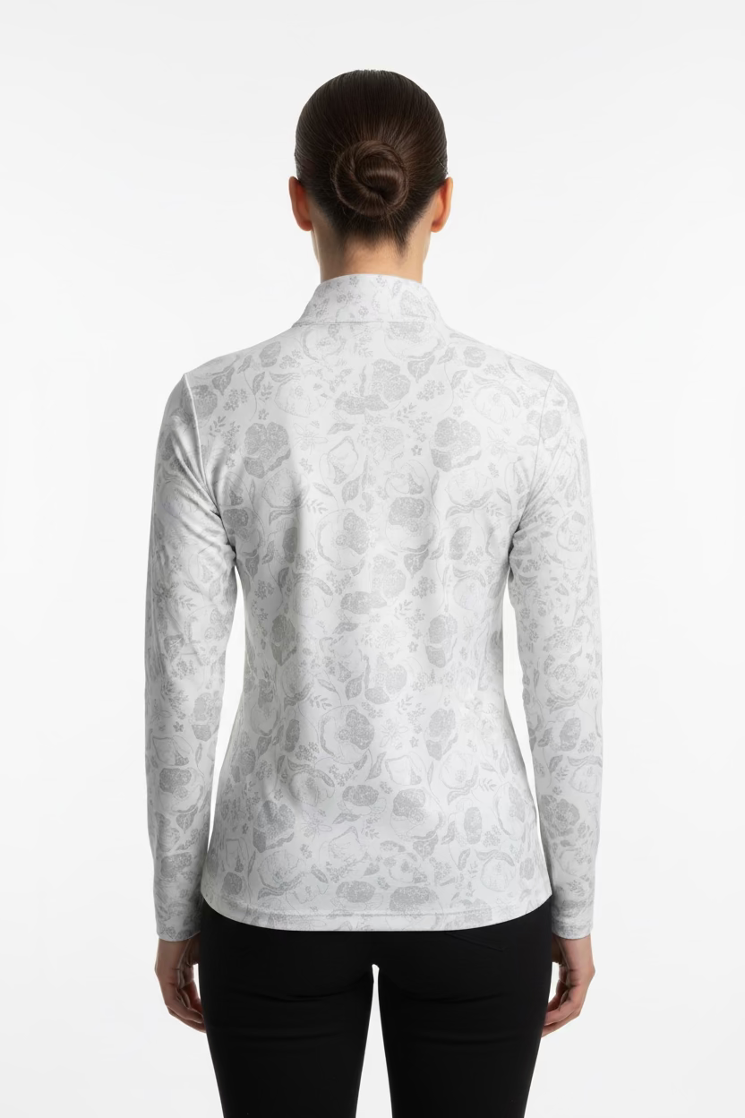 SanSoleil Womens Long Sleeve Garden Zip Mock - Sage