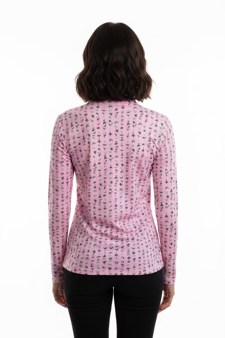 SanSoleil Womens Long Sleeve Zip Mock - Mistletoe Martini Pink