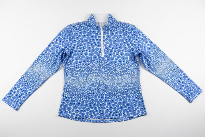 SanSoleil Womens Long Sleeve Floral Zip Mock - Peri/Multi