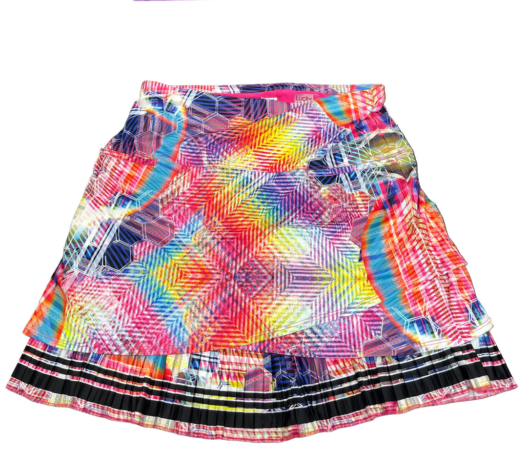 Lucky In Love Womens Hi-Energy Scalloped Skort (19') - Pink/Multi