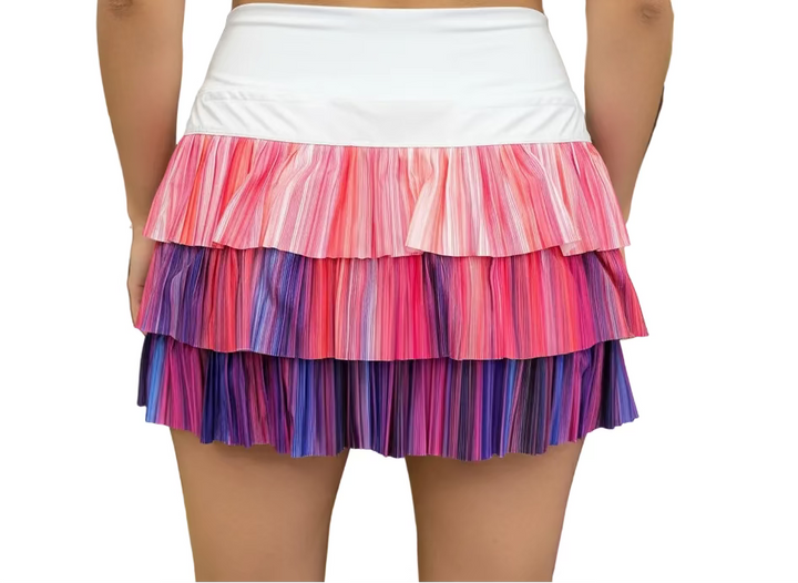 Lucky In Love Womens Shock Wave Pleated Skort (15.5') - Pink/Multi