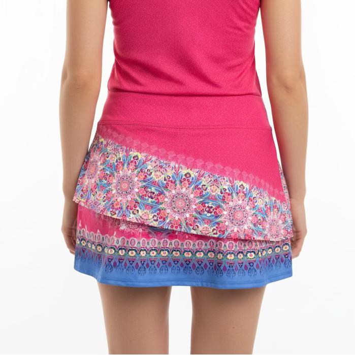 Lucky In Love Womens Scalloped Tulum Skort (17') - Pink/Multi