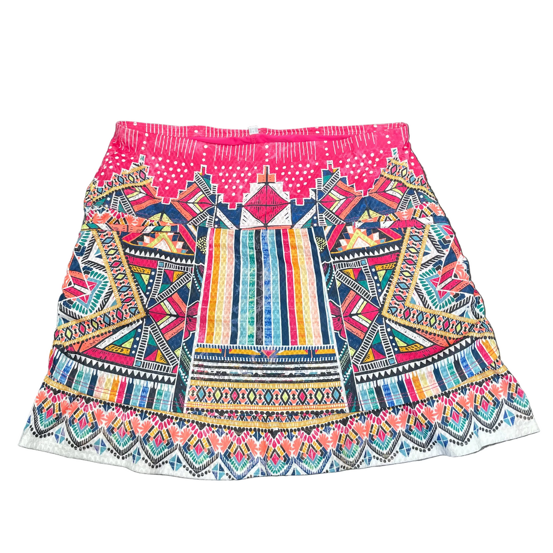 Lucky In Love Womens Around and Around Scalloped Skort (16') - Pink/Multi