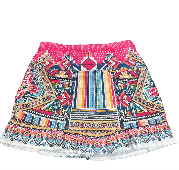 Lucky In Love Womens Around and Around Scalloped Skort (16') - Pink/Multi