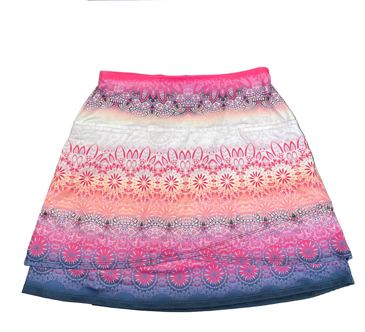 Lucky In Love Womens Scalloped Lagos Skort (17') - Pink/Multi