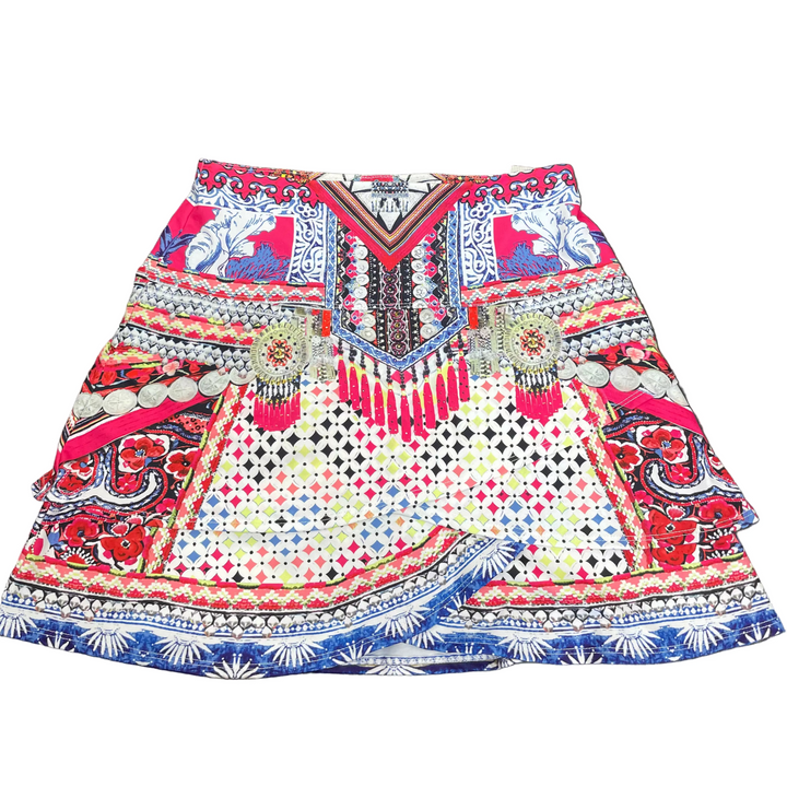 Lucky In Love Womens Scalloped Venice Skort (17') - Pink/Multi