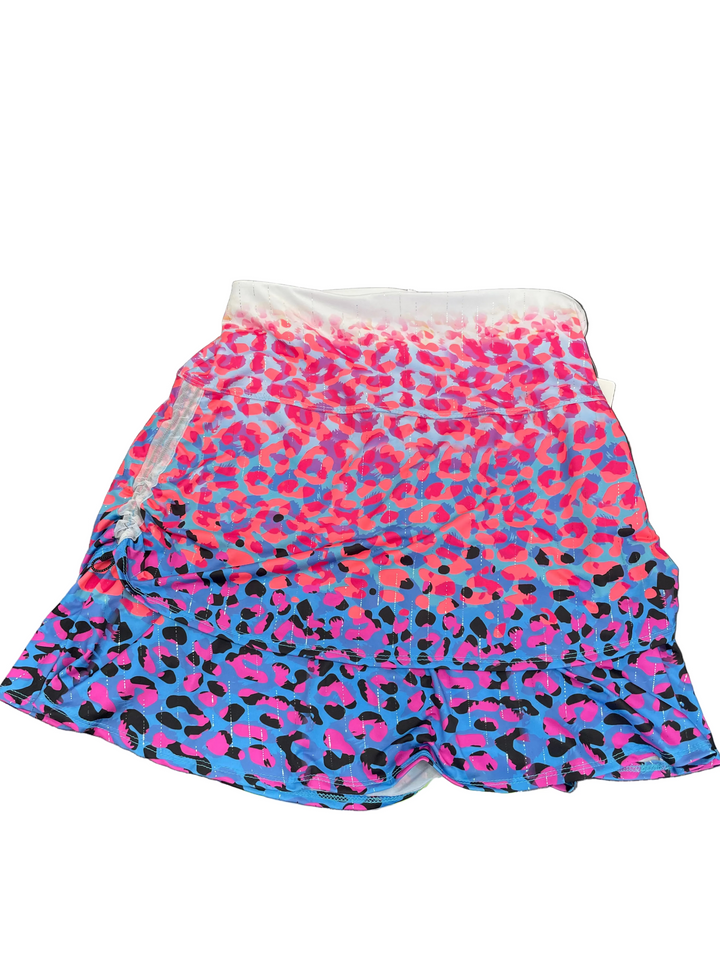Lucky In Love Womens Ruched Leopard Skort (18.5') - Pink/Multi