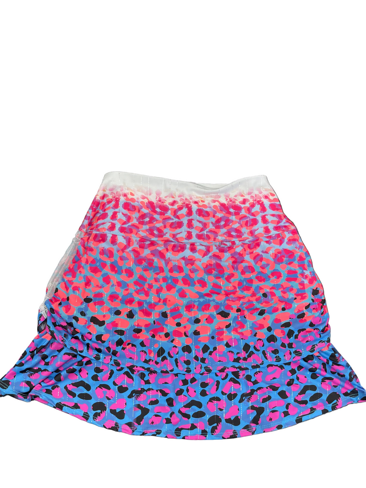 Lucky In Love Womens Ruched Leopard Skort (18.5') - Pink/Multi