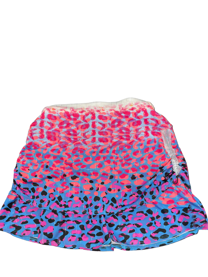 Lucky In Love Womens Ruched Leopard Skort (15') - Pink/Multi