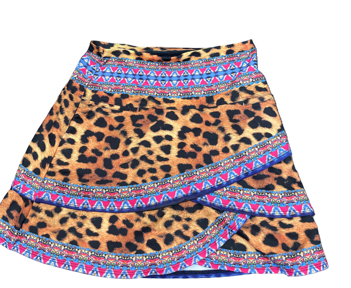Lucky In Love Womens Scalloped Leopard Skort (17') - Hazel/Multi