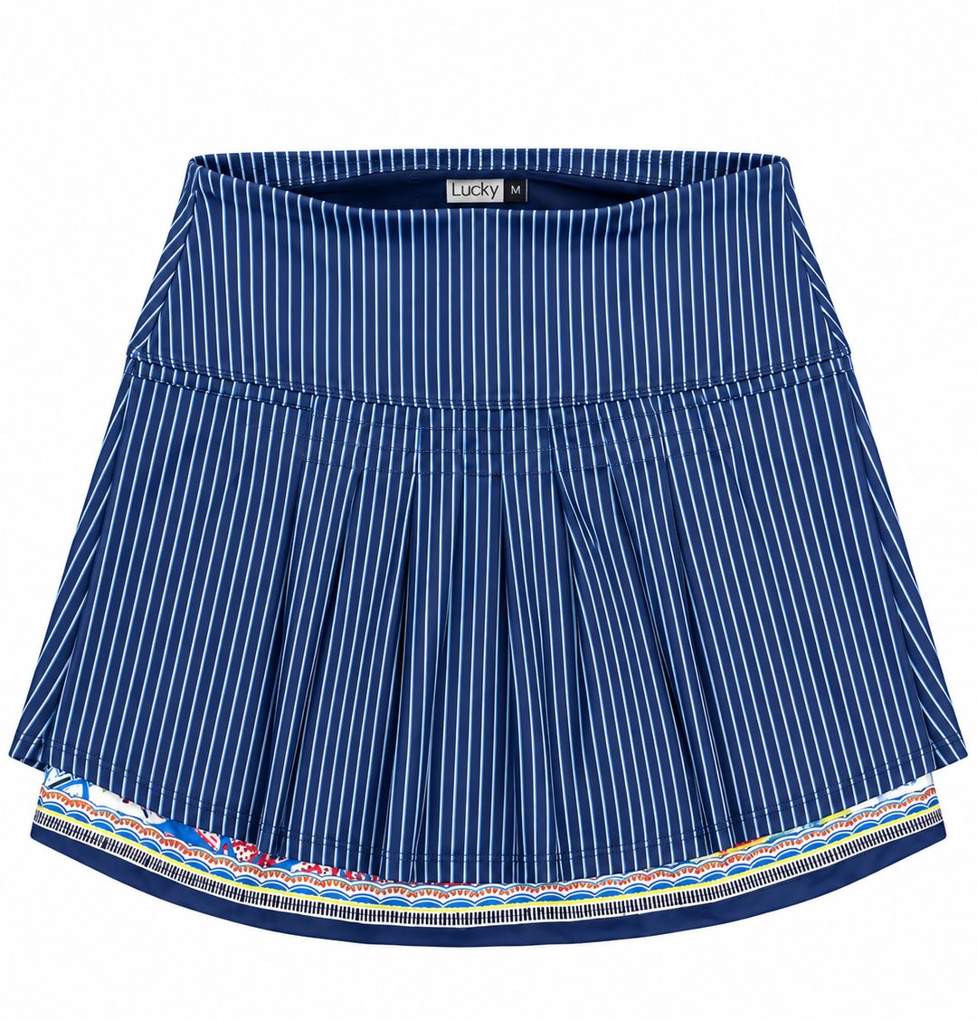 Lucky In Love Womens Pleated Dreaming Skort (17') - Navy/Multi