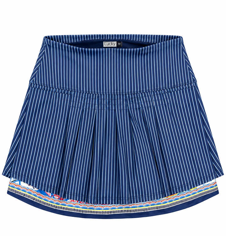 Lucky In Love Womens Pleated Dreaming Skort (17') - Navy/Multi
