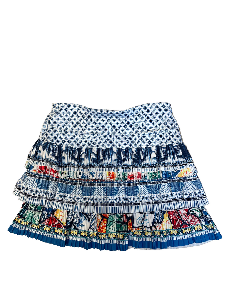 Lucky in Love Womens Pleated Paradise Skort (15') - Bright White/Multi