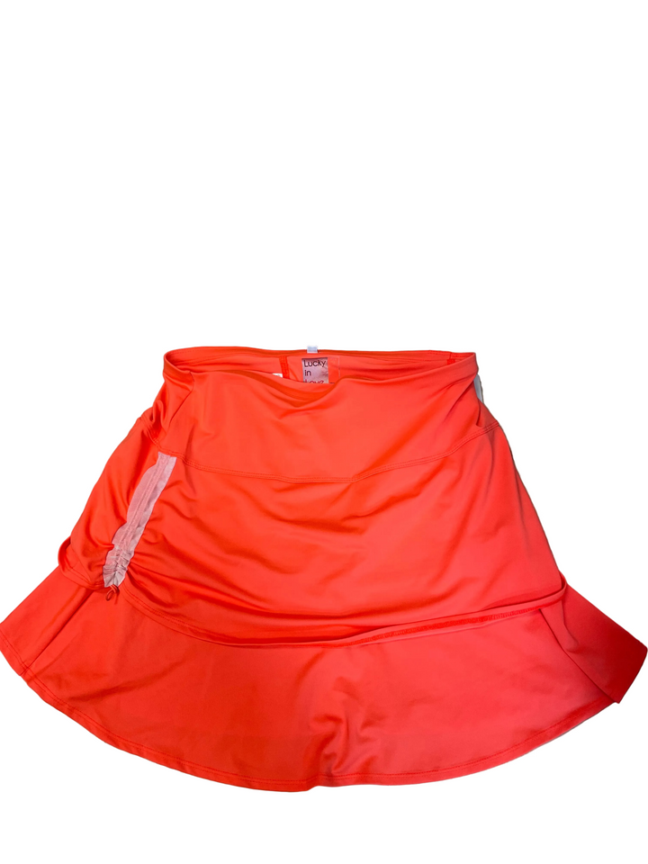 Lucky in Love Womens Ruched Tier Skort (17') - Orange