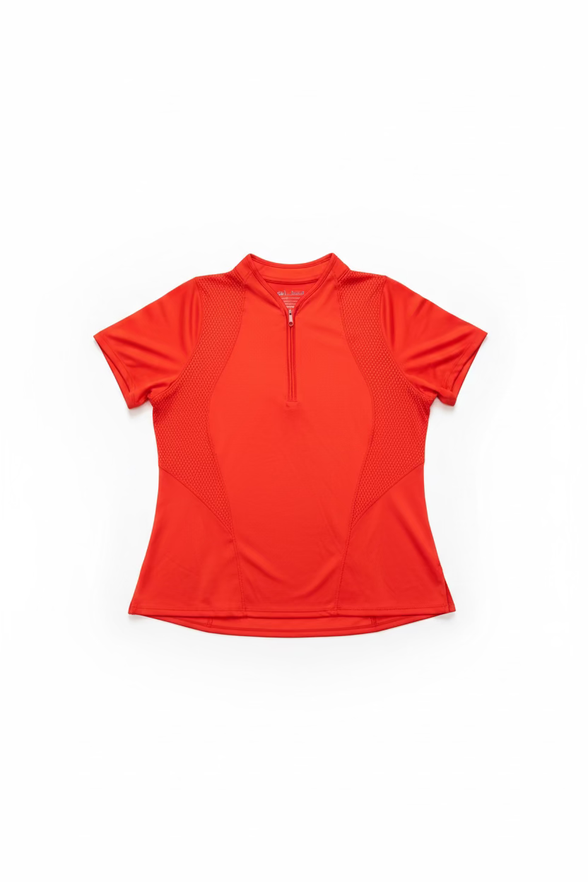 Lucky in Love Womens Short Sleeve V-Neck Top - Crimson