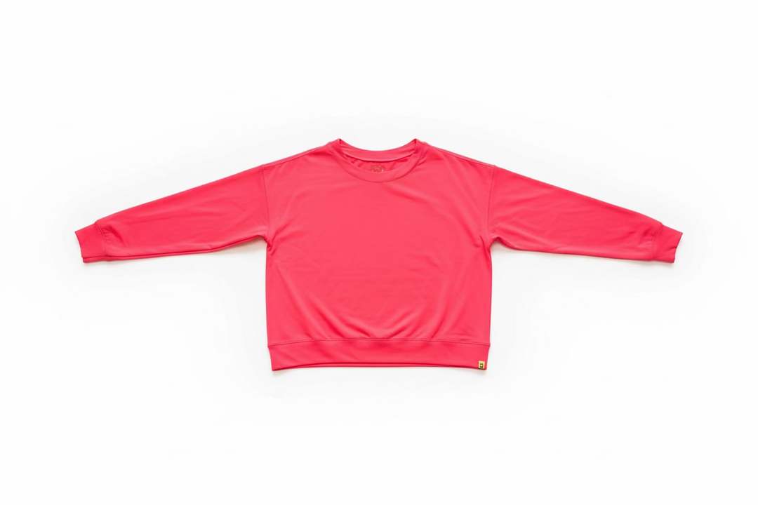 Lucky in Love Womens Hype Long Sleeve Crewneck Top - Flamingo Pink