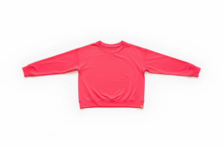 Lucky in Love Womens Hype Long Sleeve Crewneck Top - Flamingo Pink