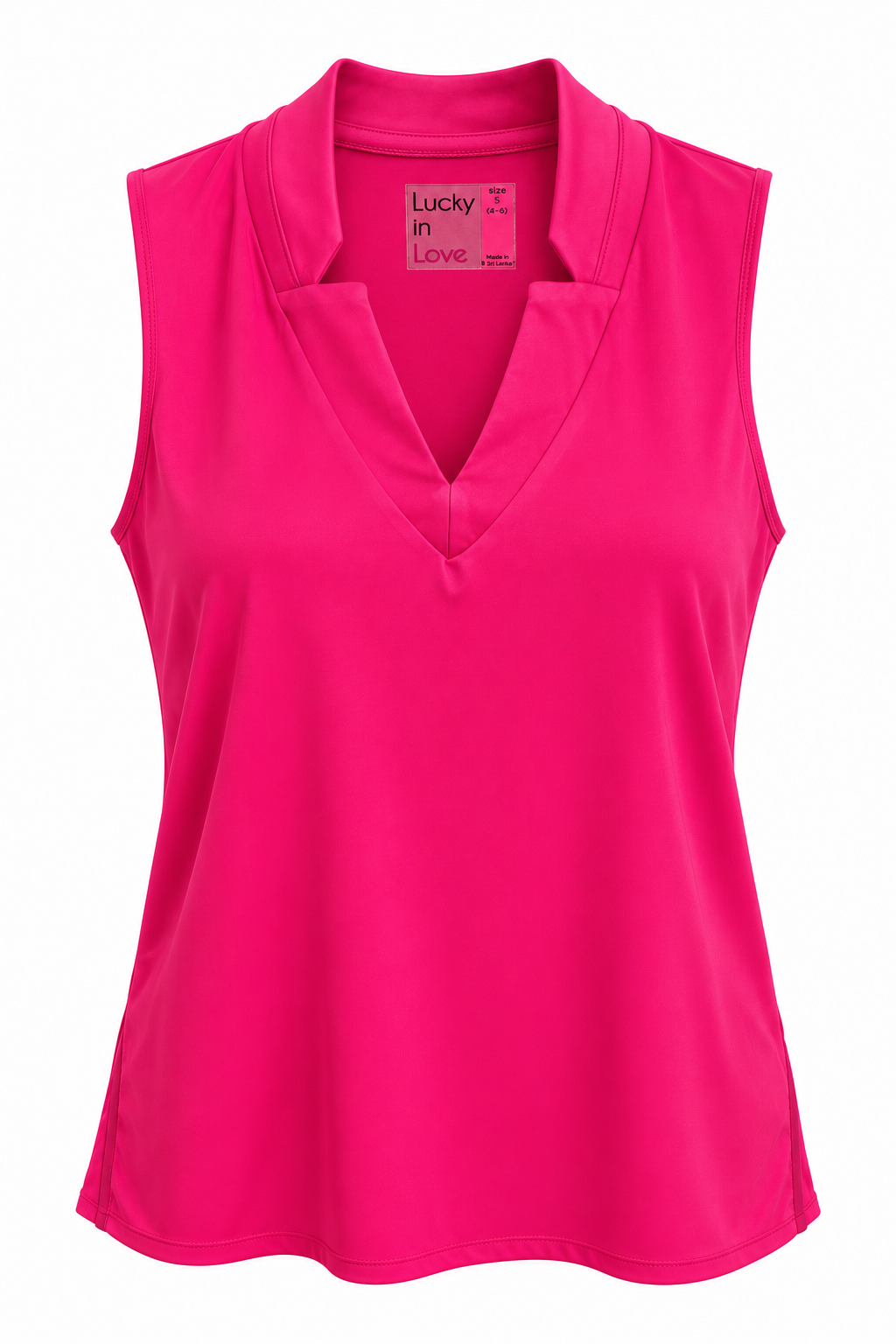 Lucky in Love Womens Chi Chi Sleeveless V-Neck Top - Hot Pink