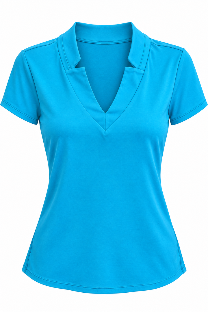 Lucky in Love Womens Chi Chi Short Sleeve V-Neck Top - Ocean